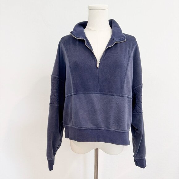 Wild Fable Quarter Zip Pullover Collared Sweatshirt Blue Athletic Casual Top XL - Picture 1 of 8